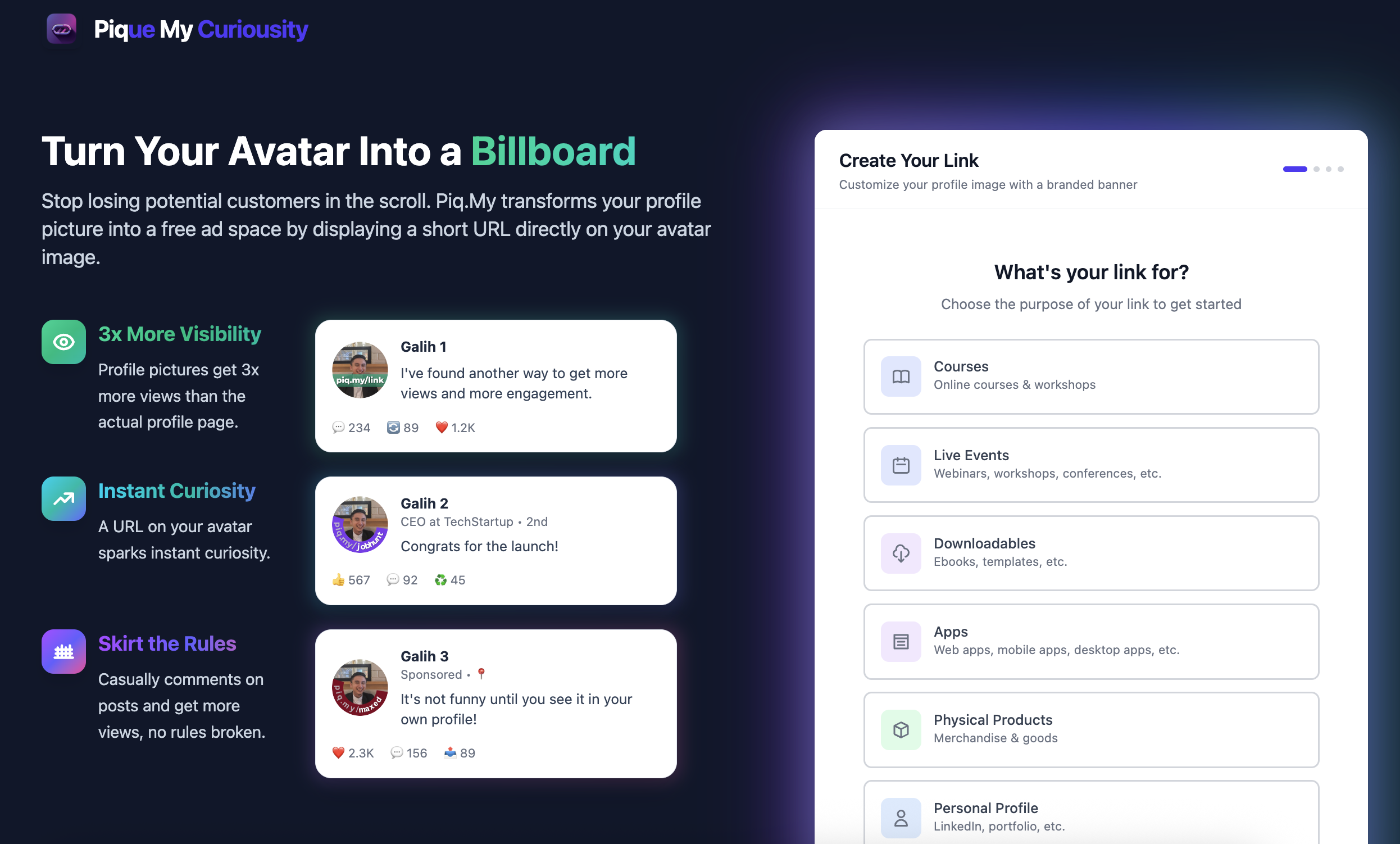 Piq.My - Turn your profile picture into a billboard